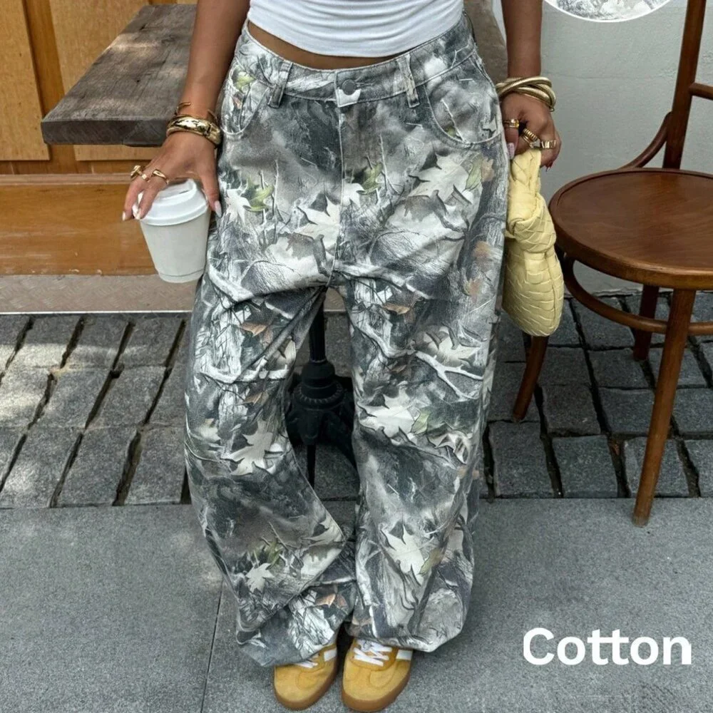 Multicolor Casual Women's Streetwear Camo Jeans